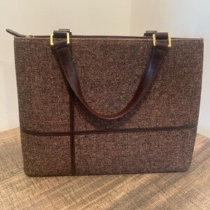 Etienne Aigner Brown Leather Trim Bag Tweed